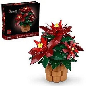 LEGO Icons Poinsettia Building Set - Artificial Flowers Christmas Decor NEW